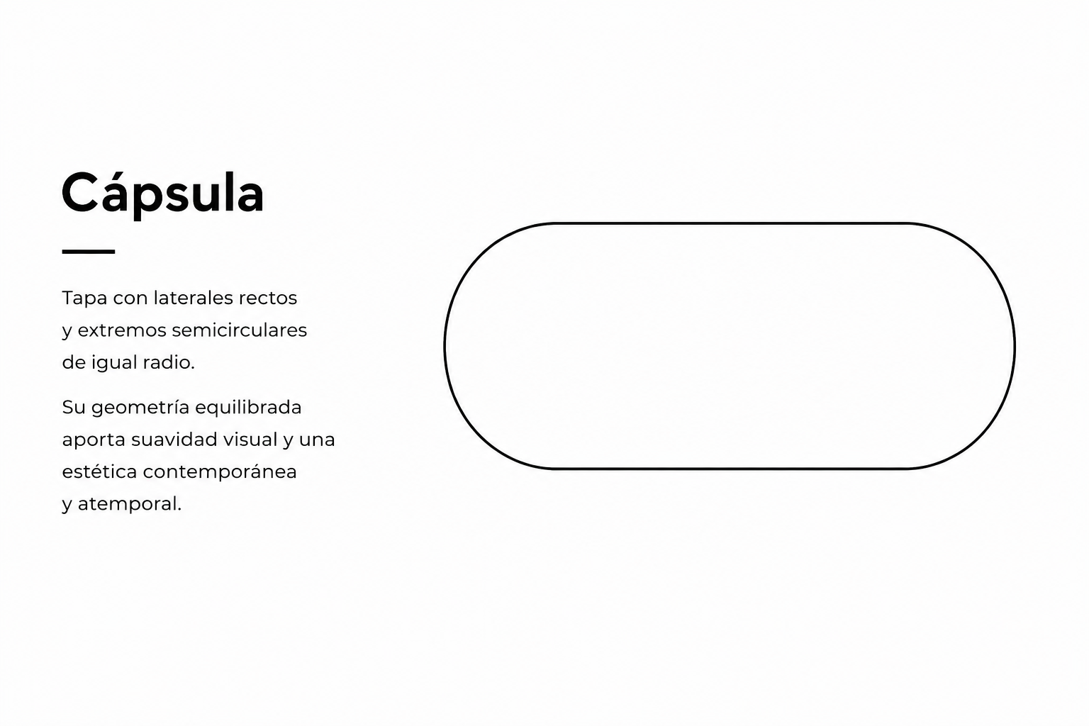 forma-tapa-mesa-comedor-capsula-vista-superior Forma de tapa de mesa Cápsula con laterales rectos y extremos semicirculares de igual radio
