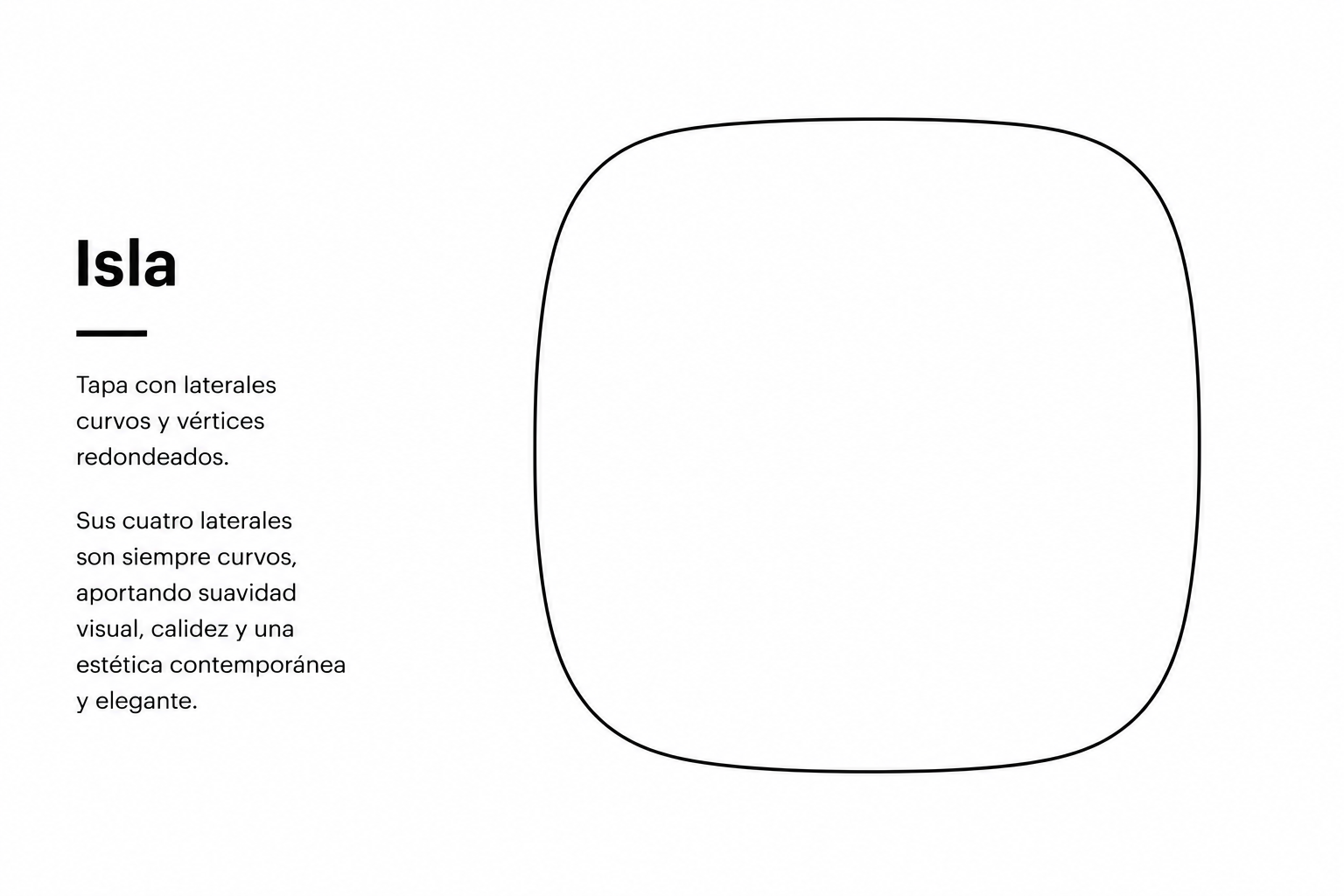 forma-tapa-mesa-comedor-isla-vista-superior Forma de tapa de mesa Isla con laterales curvos y vértices suavemente redondeados