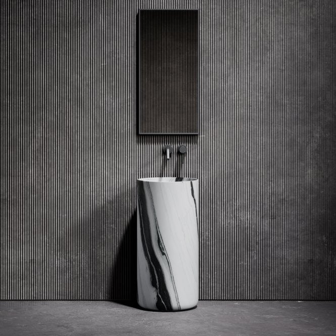marmol-dalmata-totem-mesada-baño Mármol Dálmata natural totem mesada de baño