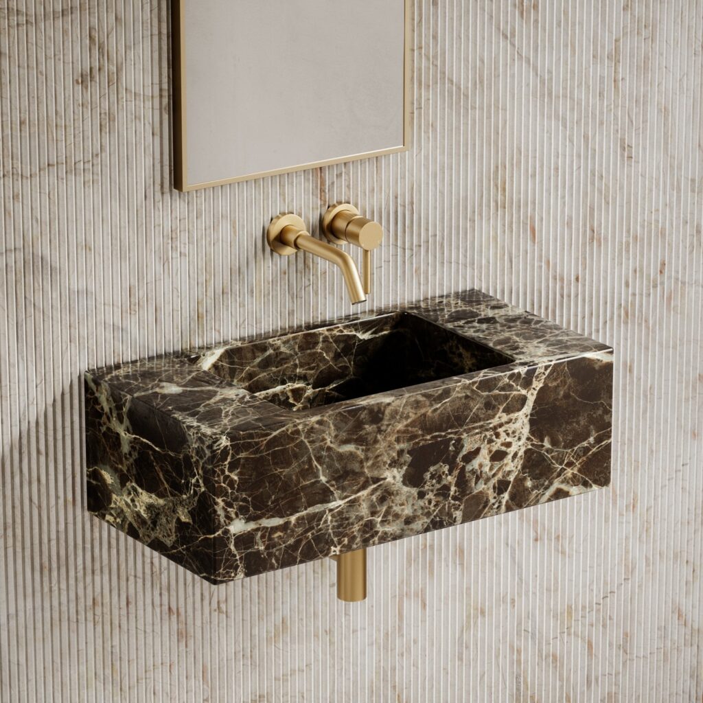 marmol-marron-imperial-mesada-con-bacha-integrada-de-baño Mármol Marrón Imperial natural mesada de baño con bacha integrada
