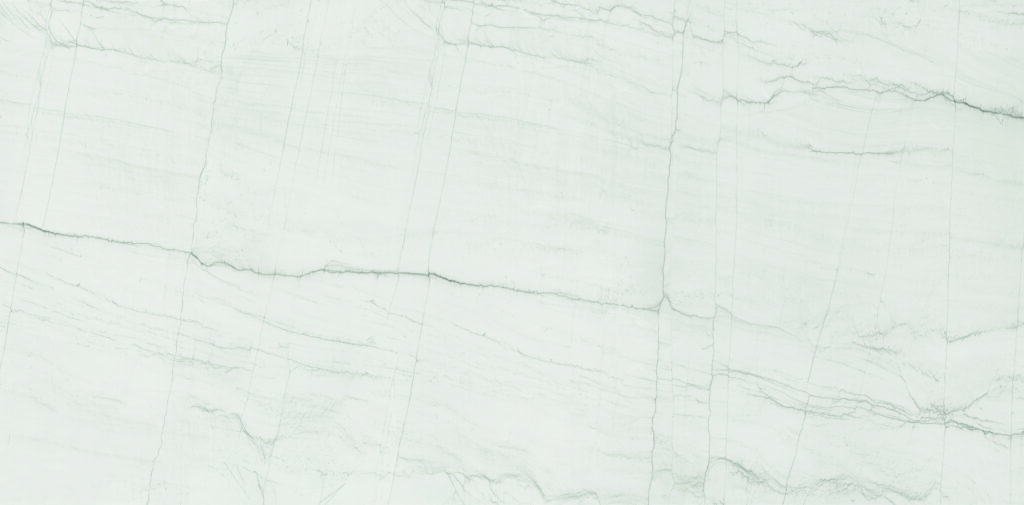 BLANC Neolith Mont Blanc, piedra sinterizada de fondo blanco con sutiles vetas grises, negras y ocres, ideal para mesadas y revestimientos.