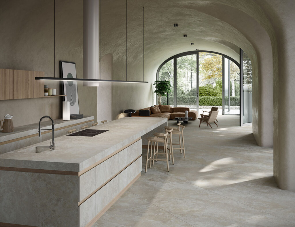 neolith-rapolano-piedra-sinterizada-mesada-cocina-isa-y-piso Neolith Rapolano, piedra sinterizada en mesada de isla cocina y piso