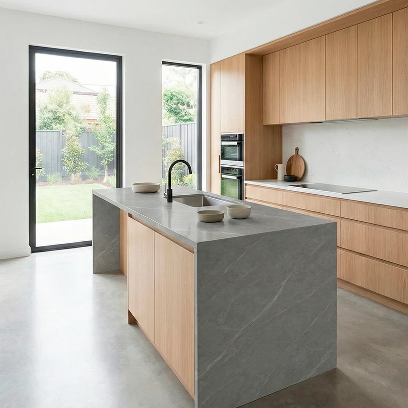 purastone-prima-gris-manhattan-mesada-isla-cocina Purastone Prima Gris Manhattan mesada de isla en cocina