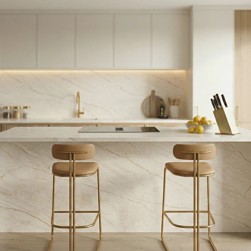 purastone-prima-vena-oro-mesada-cocina-isla-y-revestimiento Purastone Prima Vena Oro mesada cocina isla y revestimiento